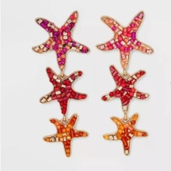 SugarFix by Baublebar Star of the Show Starfish Drop Dangle Sparkly Earrings NWT - Picture 1 of 5